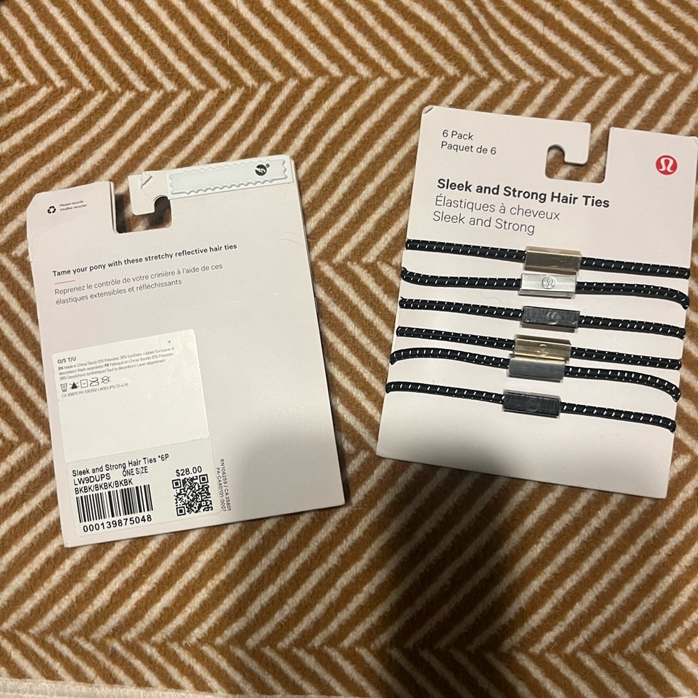 Lululemon Black and White Hair Ties gold silver